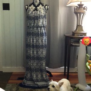 Blue and white maxi dress. super cute!